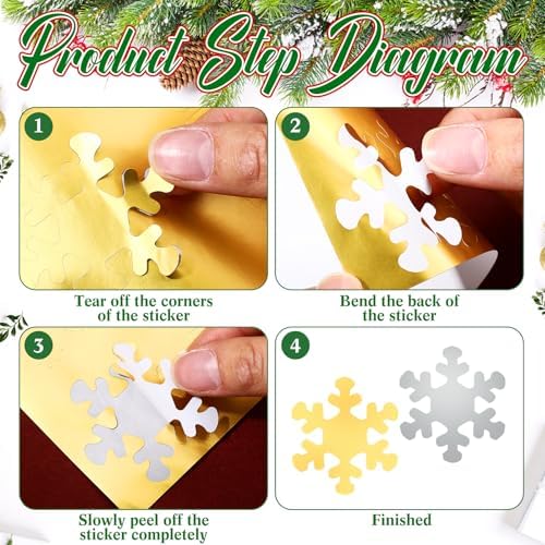 360 Pcs Snowflake Christmas Envelope Seal Stickers Gold Silver