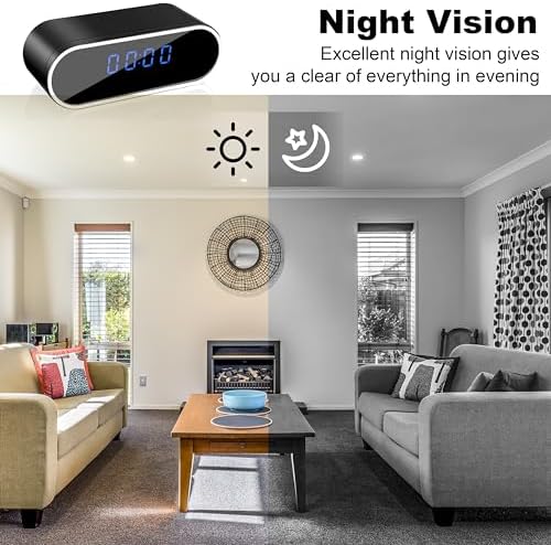 NJINALW Smart Clock Camera with Night Vision and Motion Detection