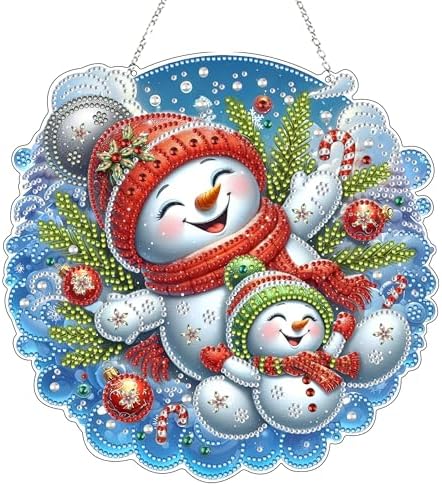 JJFox Diamond Art Painting Kit Snowman Wreath