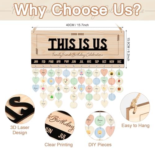 CHDITB 3D This is Us Birthday Calendar Wall Hanging
