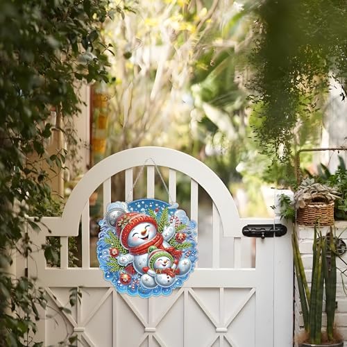 JJFox Diamond Art Painting Kit Snowman Wreath