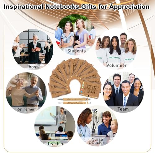 Jetec 50pcs Spiral Notebook With Bamboo Pen Gift Set