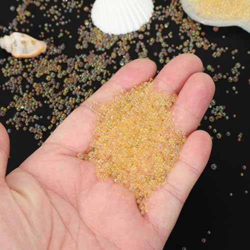 PATIKIL 1-3mm Orange Iridescent Glass Bubble Beads 200g