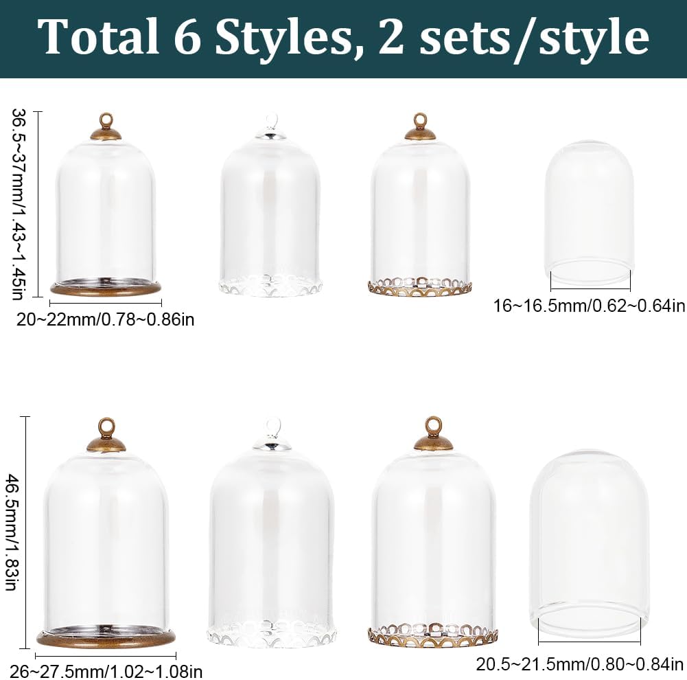 SUNNYCLUE 12Pcs Glass Jar Charms for Jewelry Making