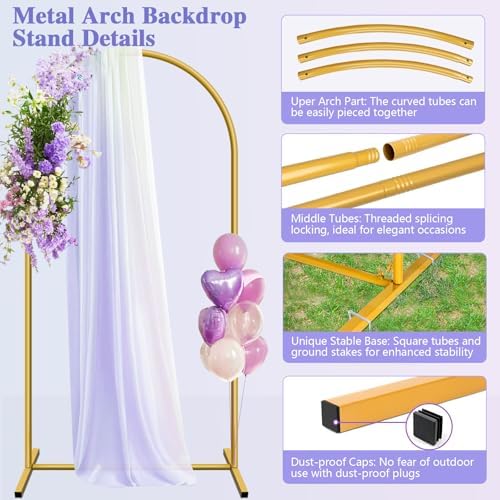 HEMMOTOP Metal Arch Backdrop Stand Set of 3