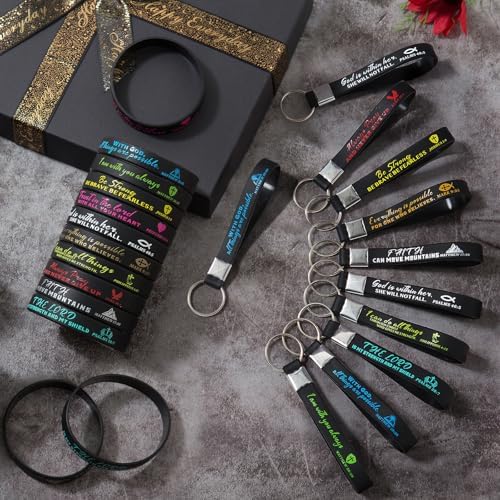 40 Pcs Bible Verse Bracelets Christian Inspirational Keychains