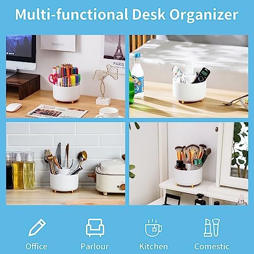 Marbrasse 360 Degree Rotating Pen Holder with 5 Compartments Desk Organizer