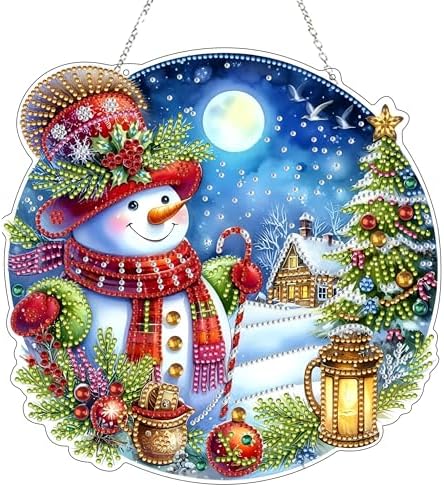 DIY Acrylic Diamond Art Painting Wreath Kit Snowman 5D