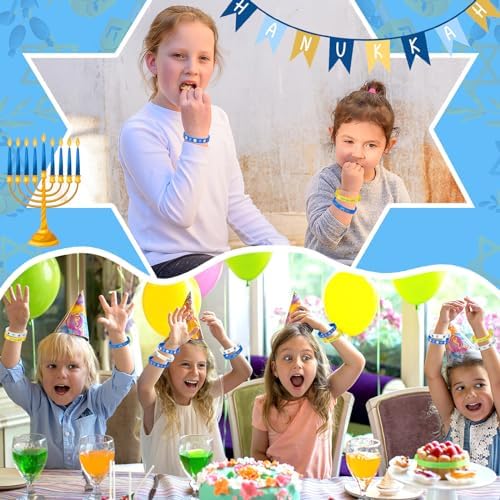 JUNEBRUSHS Hanukkah Silicone Wristbands 42Pcs Set
