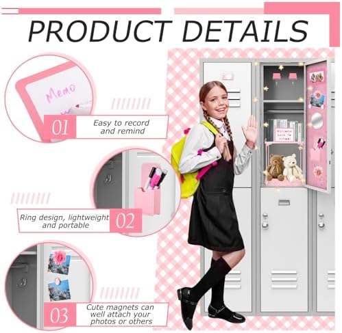 Pink Locker Accessories Set with Magnetic Mirror and Whiteboard