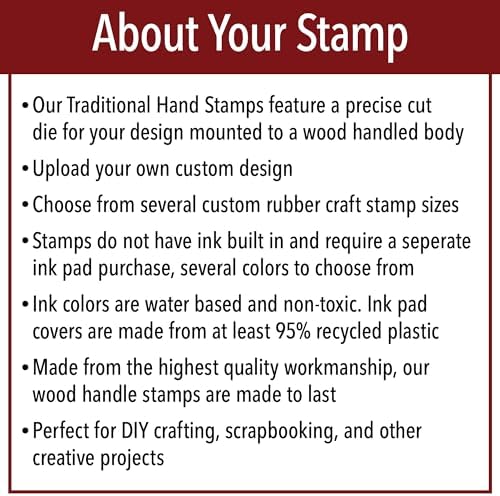 Personalized Rubber Hand Stamp with Wood Handle