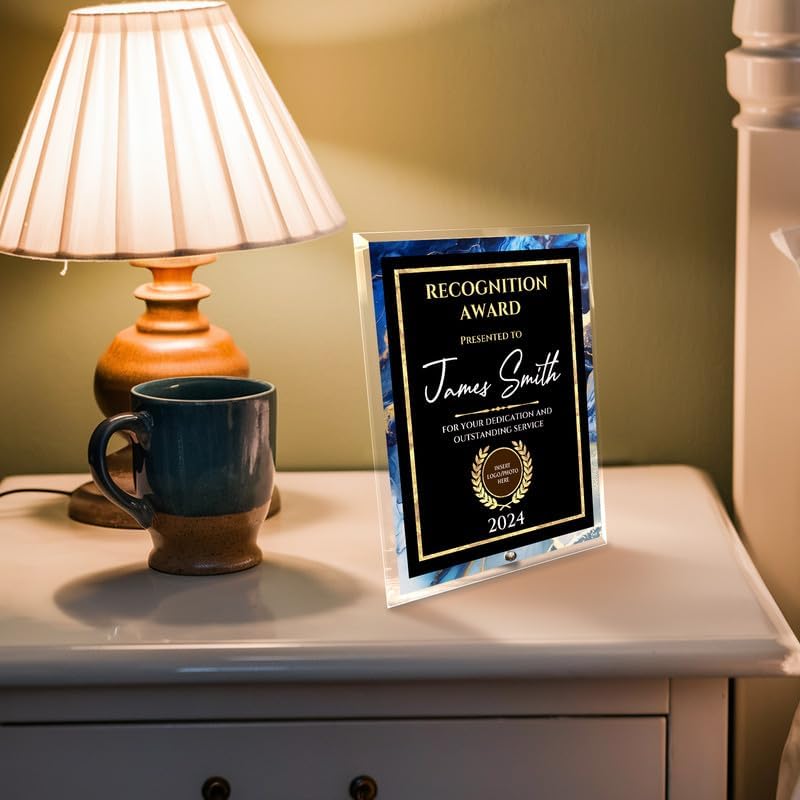 8x10 Personalized Glass Plaque for Awards and Recognition