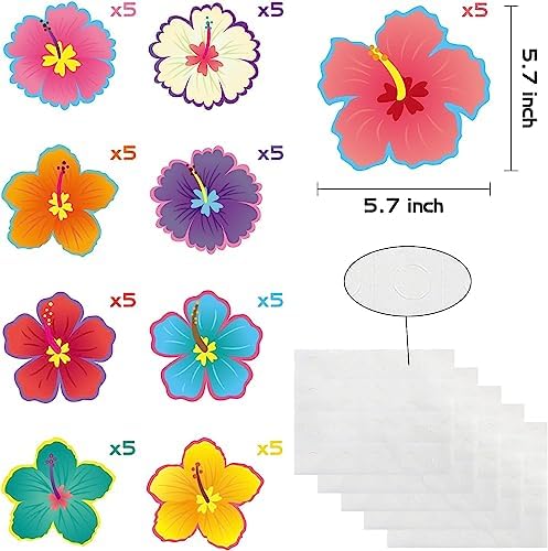 BeYumi 45 Pcs Hibiscus Flower Cutouts Wall Decor Set