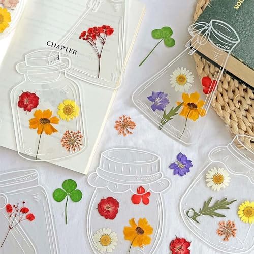 Krinisou Dried Flower Bookmark Kit 20pcs DIY Transparent Bookmarks