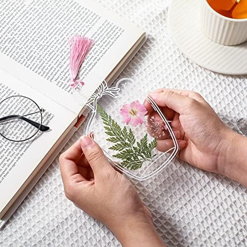 TaoBary 91 Pcs Transparent Dried Flower Bookmark Set with Butterflies Tassels and Tweezer