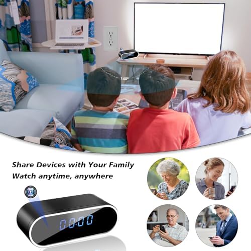 NJINALW Smart Clock Camera with Night Vision and Motion Detection