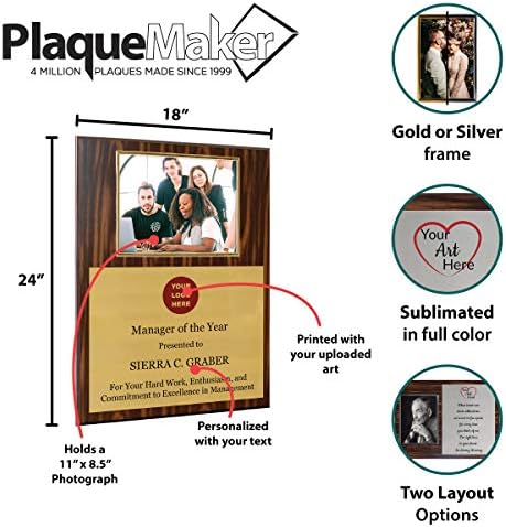 Personalized Photo Plaque with Silver or Gold Frame