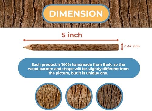 BSIRI Natural Wood Graphite Twig Pencils Set of 12