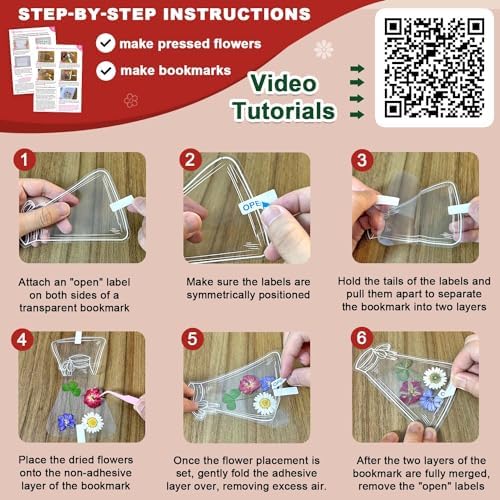 Krinisou Dried Flower Bookmark Kit 20pcs DIY Transparent Bookmarks