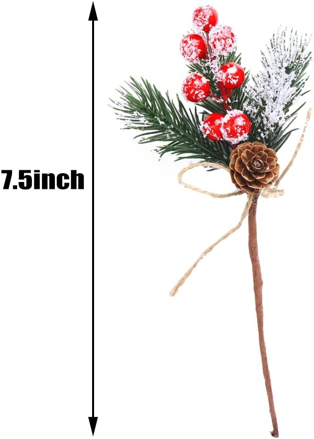 FUTERLY 10 Pcs Red Berries Pine Cones for Crafts