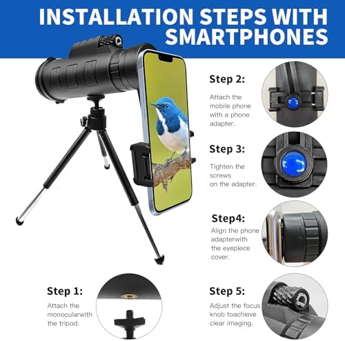 YATIME 80x100 HD High Power Monocular with Smartphone Adapter and Tripod