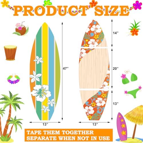 4 Pcs Giant Surfboards Bulletin Board Wall Decor Set