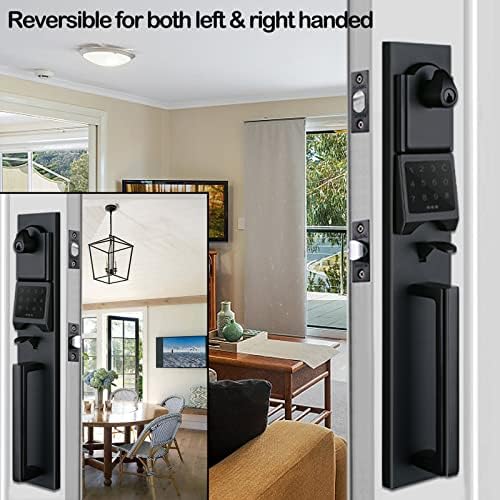 Smart Keypad Deadbolt Handleset in Matte Black for Double Doors