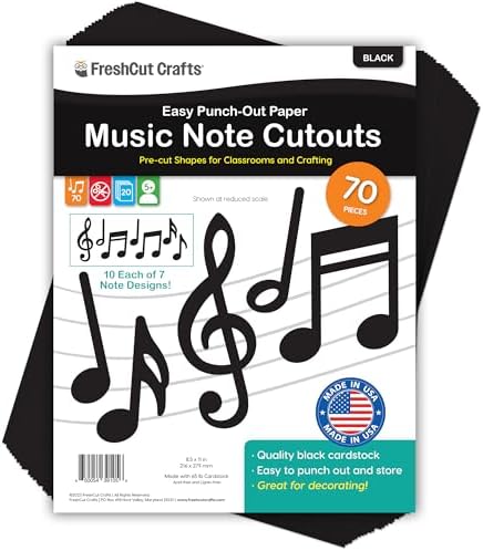 70 pcs Black Music Note Cutouts for Musical Decor