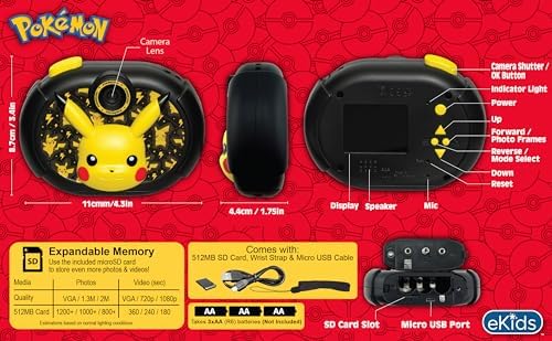 ekids Pokemon Kids Camera with SD Card
