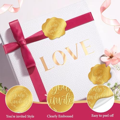 300 Pcs Gold Envelope Seal Stickers Youre Invited