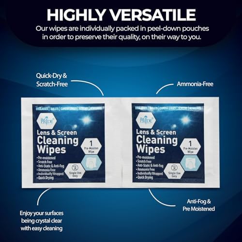 MED PRIDE Anti-Fog Lens Cleaning Wipes 200 Count