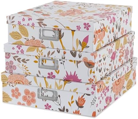 Soul Lane Floral Storage Box Set of 3 with Lids