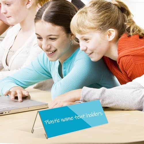 30 PCS Clear Acrylic Name Card Holders for Desks and Tables