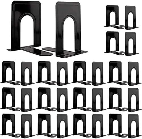 30 Pcs Black Metal Book Ends Heavy Duty
