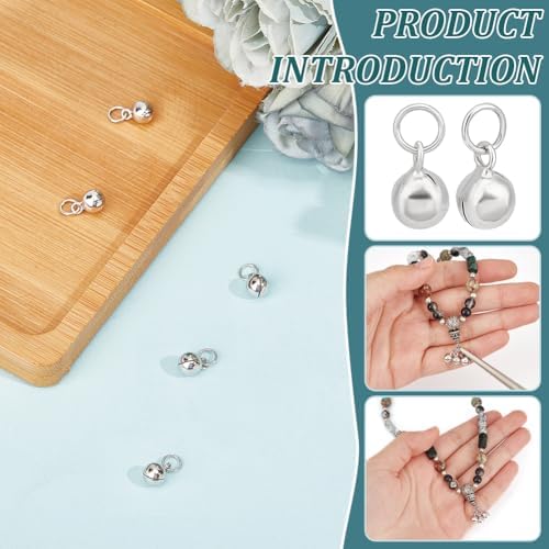 BENECREAT 5Pcs 925 Sterling Silver Jingle Bells
