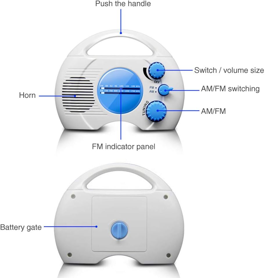 SY-910 Mini Portable AM FM Shower Radio with Built-In Speaker