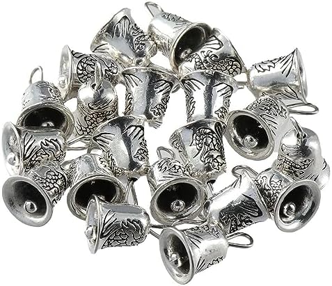 30Pcs Mini Antique Silver Jingle Bells Charms for DIY Jewelry