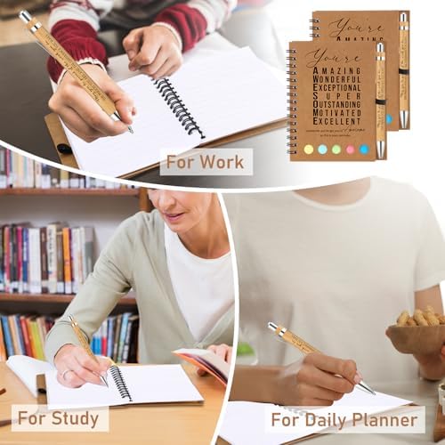 Jetec 50pcs Spiral Notebook With Bamboo Pen Gift Set