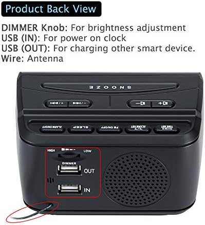 DreamSky Alarm Clock Radio with Battery Backup and Sleep Timer