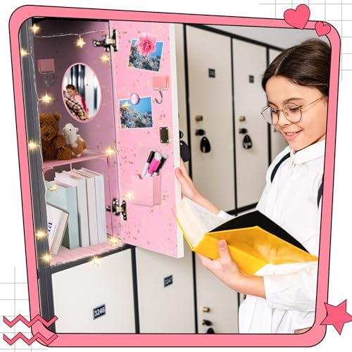 Pink Locker Accessories Set with Magnetic Mirror and Whiteboard