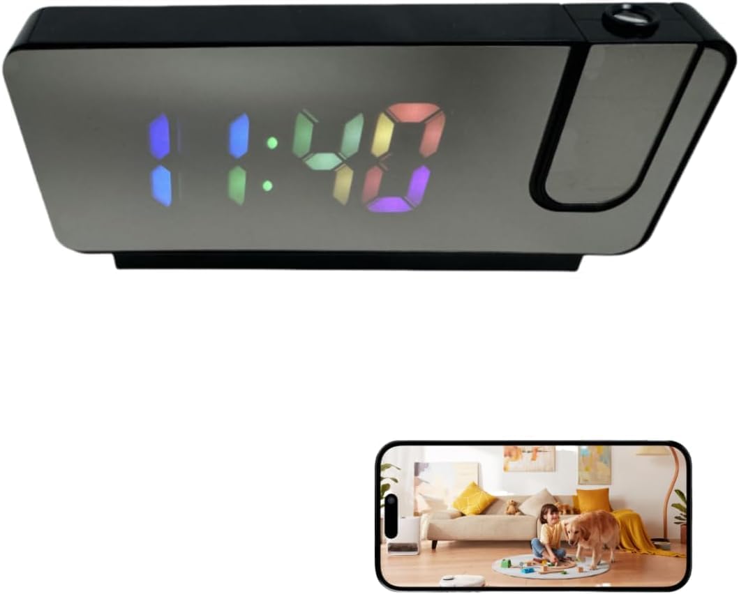 HD 4K Hidden Clock Camera with Color Projection