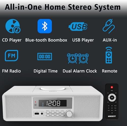 WISCENT Home Stereo System with CD Player and Bluetooth
