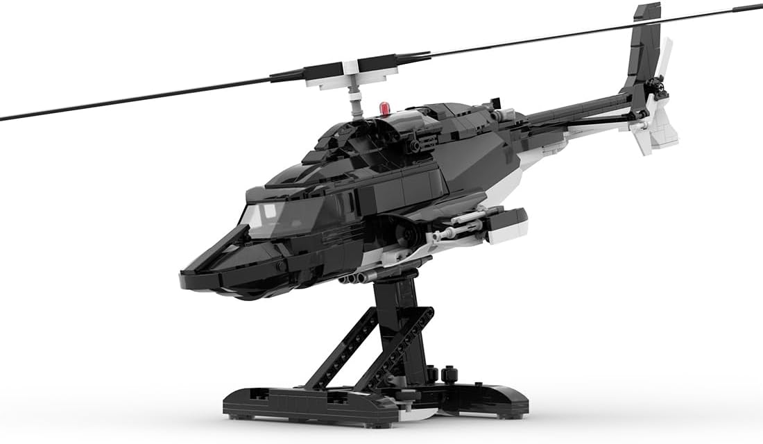 Bell 222 Military Helicopter Model Kit with 1039PCS Building Blocks