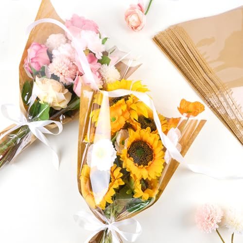 CLUEWR 50 PCS Flower Bags for Bouquets