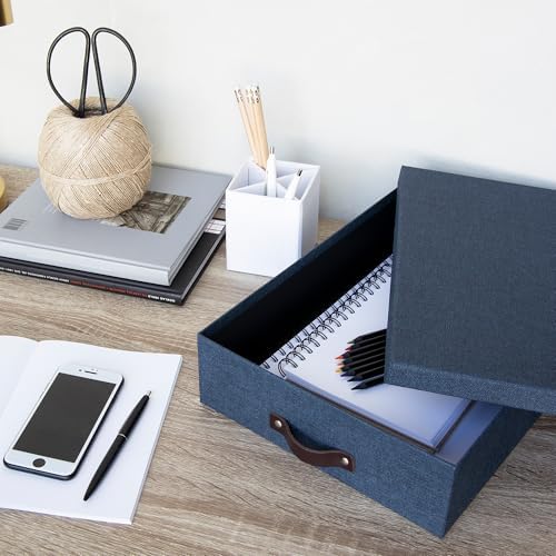 Bigso Oskar Canvas File Box - Blue 33 x 102 x 138 in
