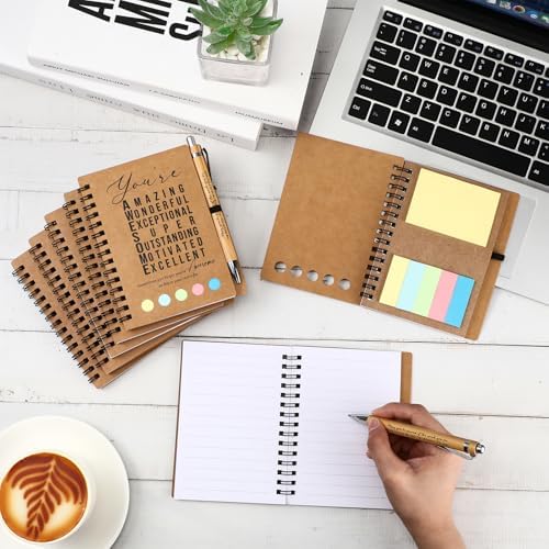 Jetec 50pcs Spiral Notebook With Bamboo Pen Gift Set