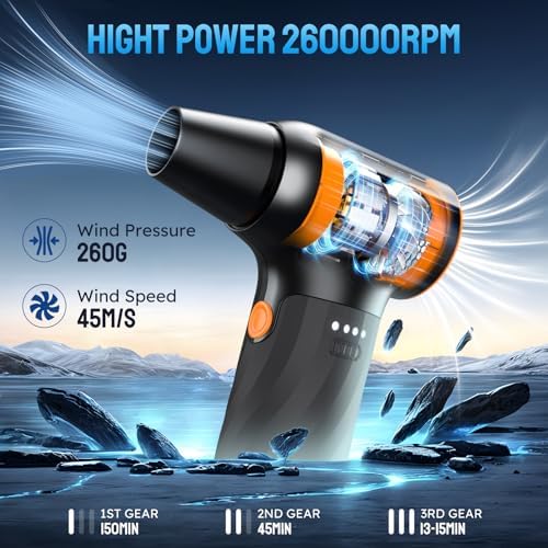 VASSON Cordless Compressed Air Duster with Brushless Motor 260000RPM