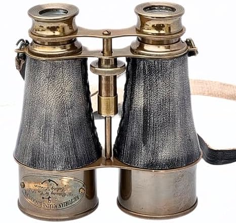 Antique Marine Victorian Binoculars with Brass and Leather Cover
