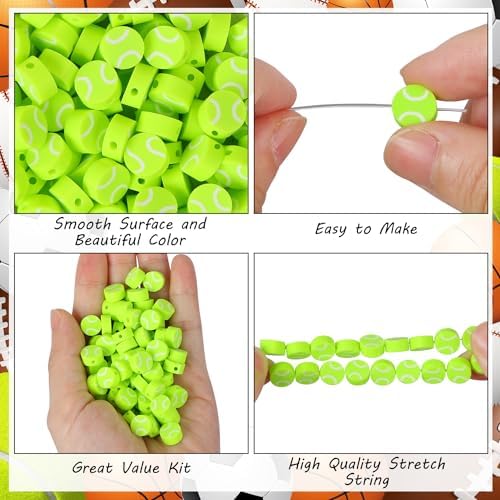 EVERMARKET 100pcs Tennis Ball Beads for DIY Jewelry Making
