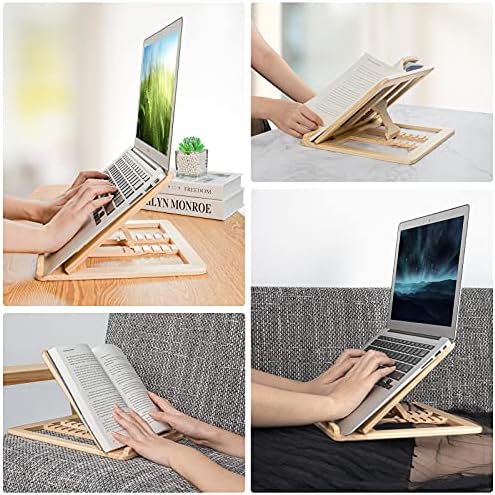 Wooden Laptop Stand with Phone Holder Foldable and Adjustable